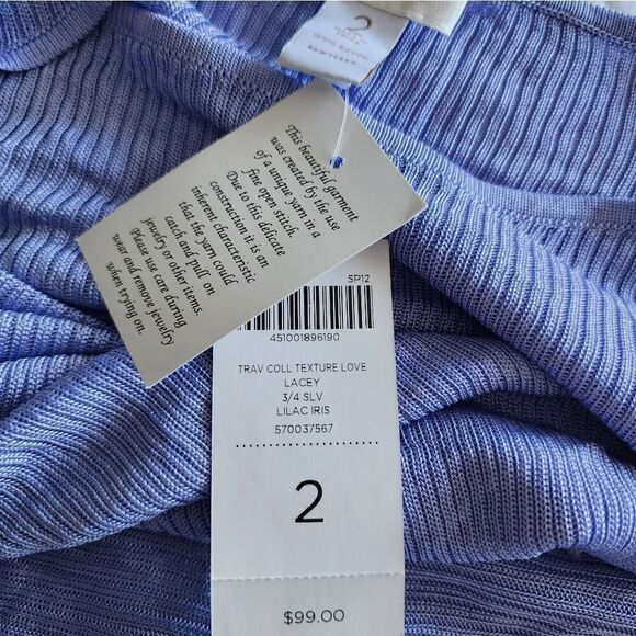 Chico's travel collection love lacey 3/4 sleeve lilac iris lagenlook sweater - Picture 13 of 13